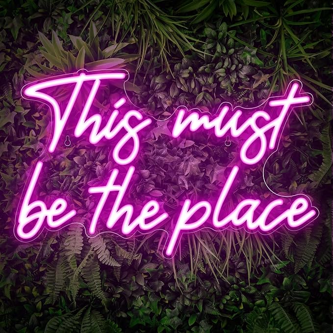 Kavaas This Must Be the Place Neon Signs 16.5" x 10.3", Pink LED Light Up Signs for Wall Decor | This Must Be The Place Sign for Bedroom, Bar, Cafe, Office, Man Cave