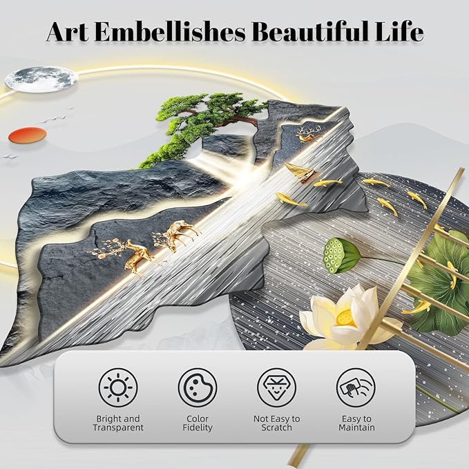 LED Light Decor Wall Art, 3D Art Wall Decor with Light, Decors Walls Sculptures Large 3D Art, Decors Walls Sculptures Lighting Modern, Plug-in Power Supply, Blue A, 23x53in