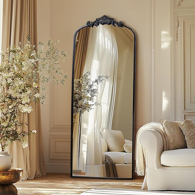 AIXI HOME Antique Black Arch Full Wall Mirror, 71"x30" Elegant Rectangle Vintage Mirror with Ornate Frame, Baroque Inspired Home Decor for Bathroom Vanity Bedroom Entryway