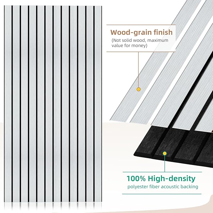 10 Pack Acoustic Wall Panels, Soundproof Panels with Simulated Wood Grain Finish, 47.2”x23.6” Decorative Acoustic Wall Panel for Office,Home Theater,Studio,Living Room, White Oak