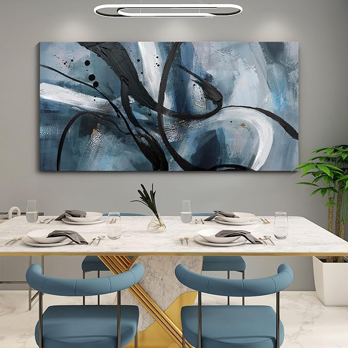 Abstract Frame Wall Art Black and White graffiti of Modem Minimalist Art Large Canas Wall Art for Living Room Bedroom Decor Framed Pictures Artwork for Walls 29x58