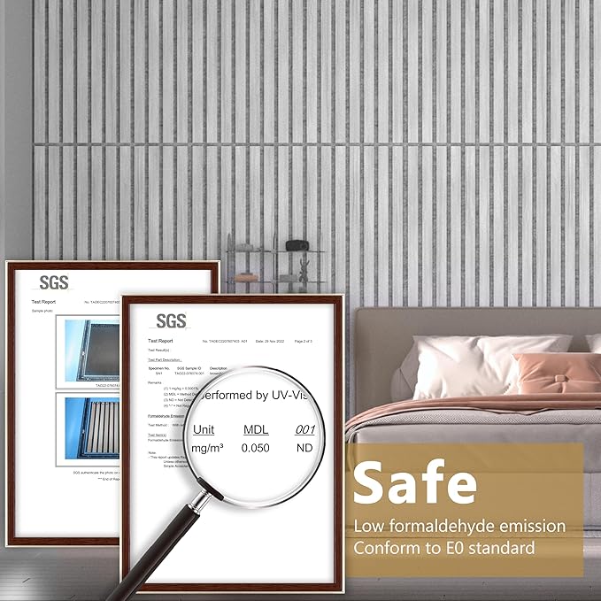 Acoustic Wood Wall Panels, 4-Pack 45.3" x 23.6" Soundproof Wall Panels, Wood Slat Wall Panels for Wall Decor, White Elm