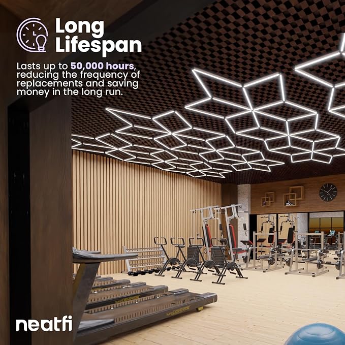 Neatfi Modern LED Garage Light, 36,120 Lumens, 361.2W, 6500K, IP54 Rated, Ceiling Lighting for Car Detailing, Auto Shops, Workshops, and Gyms (Snowflake Pattern, Cool White)