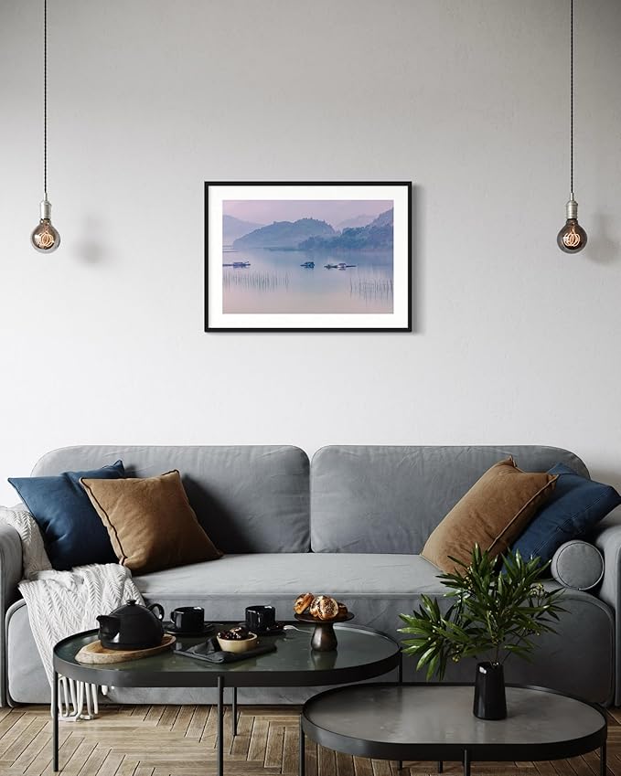 Oriental Beauty: Stunning Feng Shui Landscape Wall Art Prints for Home Decor in 3 Sizes (Misty Reflections: Serenity on a Mountain Lake, 20" x 30")