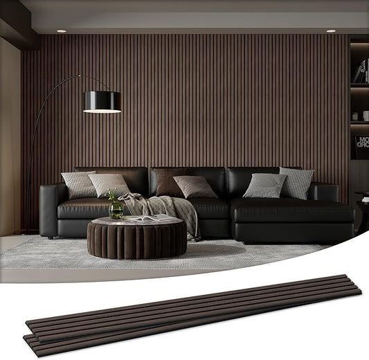 2 Pack 105.9" x 20.5" x 0.8" Acoustic Wall Panels Sound Absorbing, Wood Slat Wall Panels for Wall Decor, Soundproof Wood Wall Panels, Natural Walnut