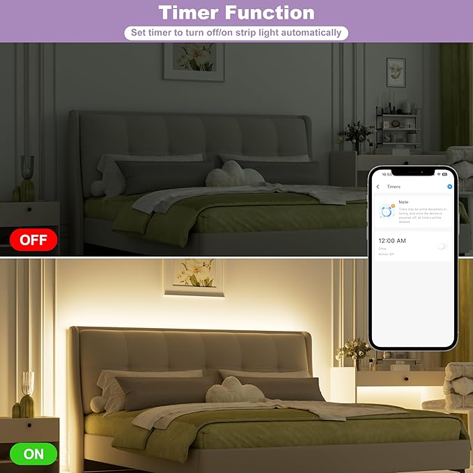 MIWISE COB LED Strip Lights 65.6ft/20m,UL-Listed CRI 90+ Dimmable 3000K Warm White Super Bright,with APP Control/RF Remote,Work with Alexa/Google,for Home/Cabinet/Bedroom/Kitchen DIY Lighting Projects
