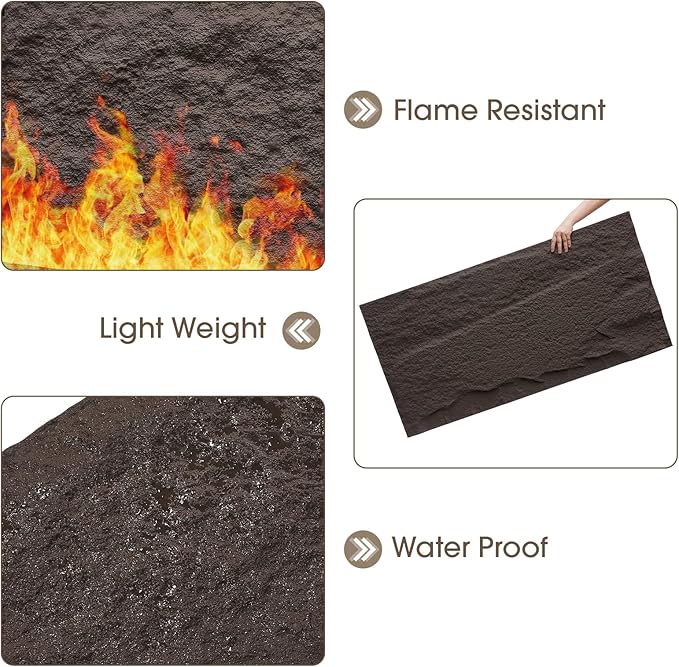 3D Faux Stone Wall Panels, 4-Pack 47.24×23.62 in. PU Wall Panels 30.99 sq.ft Coverage, Lightweight & Waterproof, Easy DIY Install for Living Room, Bedroom, Office
