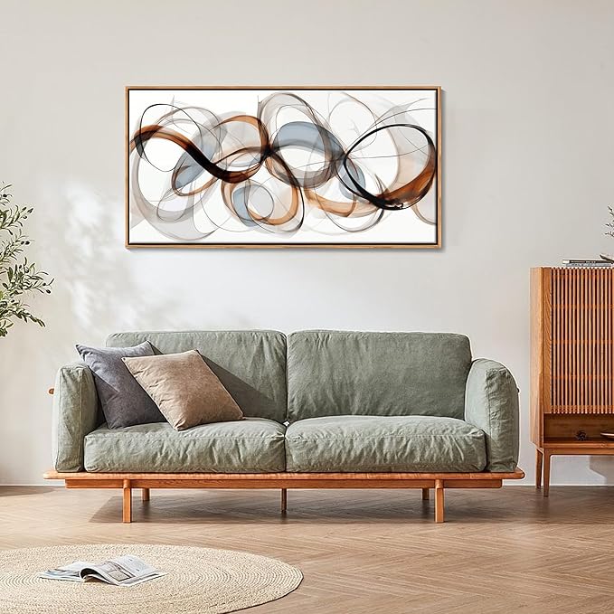 Large Wall Art - Framed Canvas Wall Art for Living Room, Bedroom, Office - Textured Brown Modern Abstract Artwork- Minimalist Home and dining room Decor 20×40IN Wood Frame Dedroom decorations