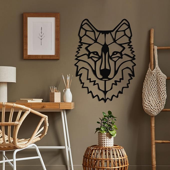 Metal Wall Art - Wolf Head - 3D Wall Silhouette Metal Wall Decor Home Office Decoration Bedroom Living Room Decor Sculpture (22" W x 30" H/56x76cm)