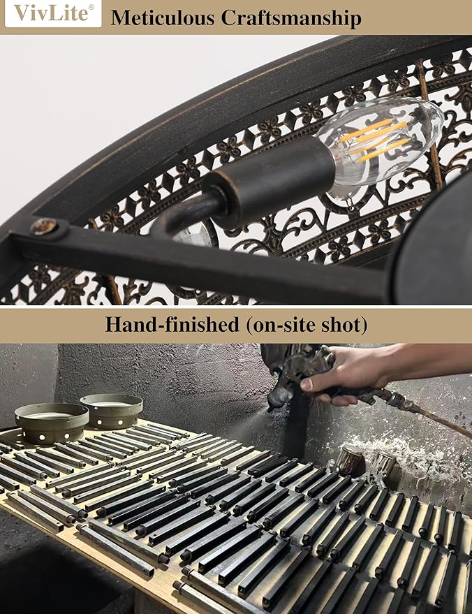 24" Vintage Crystal Chandelier Fan, Luxury Art Deco Flush Mount Fandelier with Lights and Remote, Rustic Enclosed Bladeless Ceiling Fan for Living Room, Dining Room, Large Bedrooms