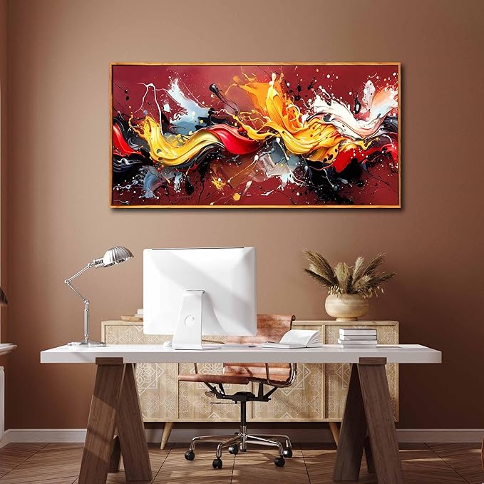 Ouzzlie Colorful Wall Decor Red Art for Living Room Large Wall Pictures Abstract Artwork Home Decor Prints Wall Art 29"x 59"