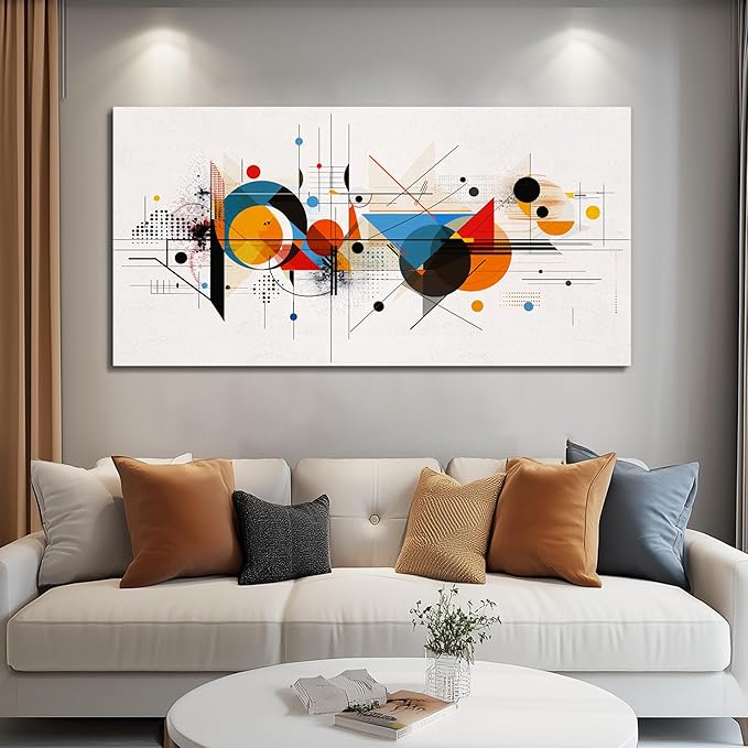 KELIYUAN Large Wall Decor For Living Room Canvas Wall Art For Bedroom Room Minimalism Abstract Geometric Color Line Pictures Wall Paintings Artwork Office Mural Modern Aesthetic Decoration 30"x60"