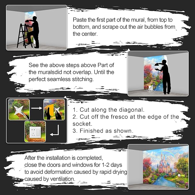 Castle Mural Large Wallpaper for Living Room Bedroom (Papel tapiz para pared de habitatacion) 195" x 120" (It's not Peel and Stick)