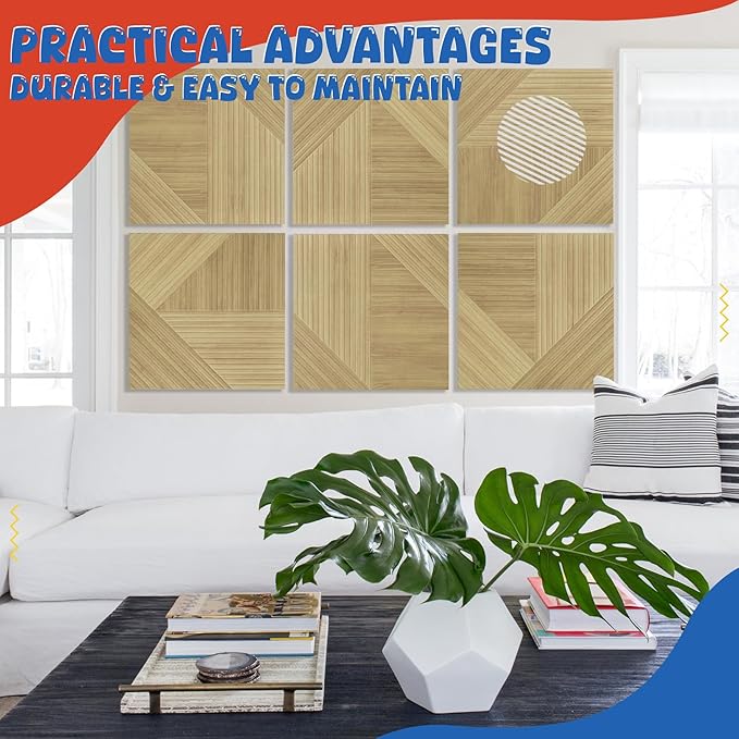 Large Acoustic Panels 6 Pack,Soundproof Wall Panels 23.6 x 23.6 Inches,Decorative Sound Panels,Self-Adhesive Acoustic Wall Panels for Home Studio Office, Harmony Geometric