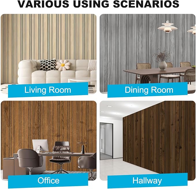 Art3d 4-Pack Glue-On Wall Panels, Wood Grain Texture Interior Wall Decor, 104"x12" Recycled Polystyrene Wainscoting Panels, Low Emission for Living Room Bedroom,Earth Oak