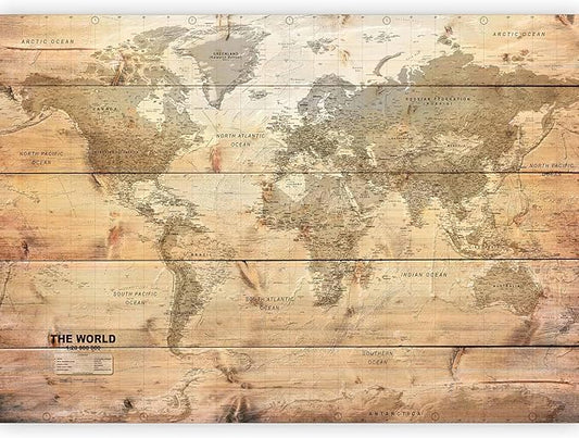 artgeist Wall Mural World Map 79x55 in - XXL Non-Woven Wallpaper Fleece Wall Decor Photo Print Picture Image Design Home Map of The World k-A-0218-a-a