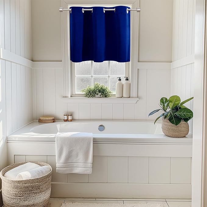 ChrisDowa Blackout Curtains 36 Inches Long for Living Room, Grommet Thermal Insulated Room Darkening Curtains for Bedroom (1 Panel Set, Royal Blue, 42W x 36L)