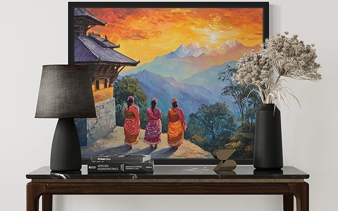 Nepal Art Print Poster, Asia Oriental Countries Culture Wall Art Asian Paintings for Bedroom Bathroom Living Room Decor 97 (Nepal, 8 x 10 inches, Black Frame)