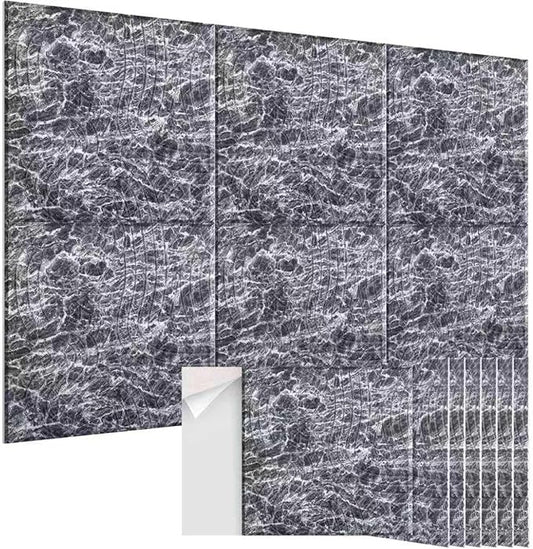 Acoustic Wall Panels 6 Pack, 24"x24"Decorative Art Soundproof Panels, Sound Absorbing Self-Adhesive Panel, Acoustic Treatment for Studio, Home Theater, Office (Storm AuraGrain)