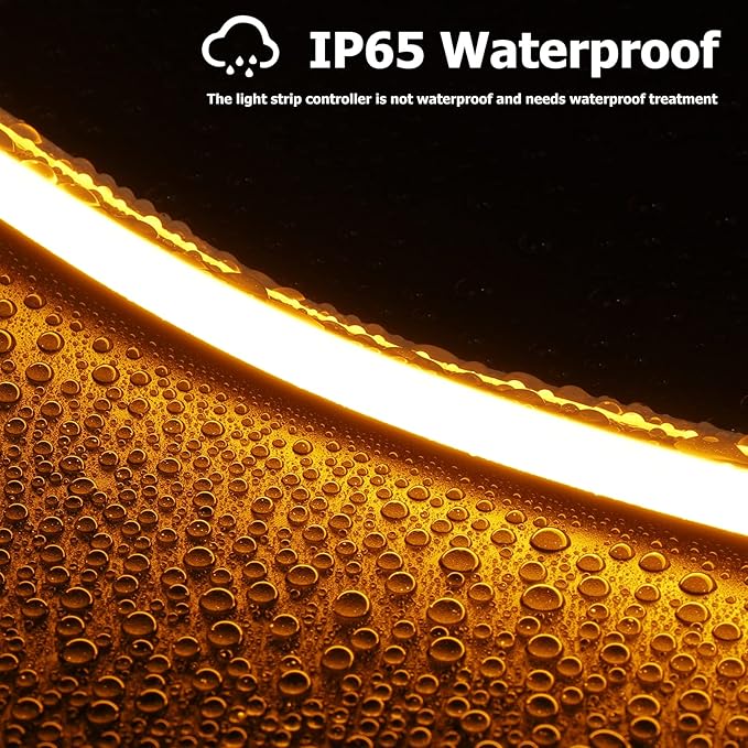 Neon Rope Lights, 16.4ft Rope Lights with Dimmable Remote and Adapter, Waterproof Flexible Smart Led Strip Lights for Bedroom, Super Bright, DIY Neon Sign, Indoors Outdoors Wall Decor, Yellow