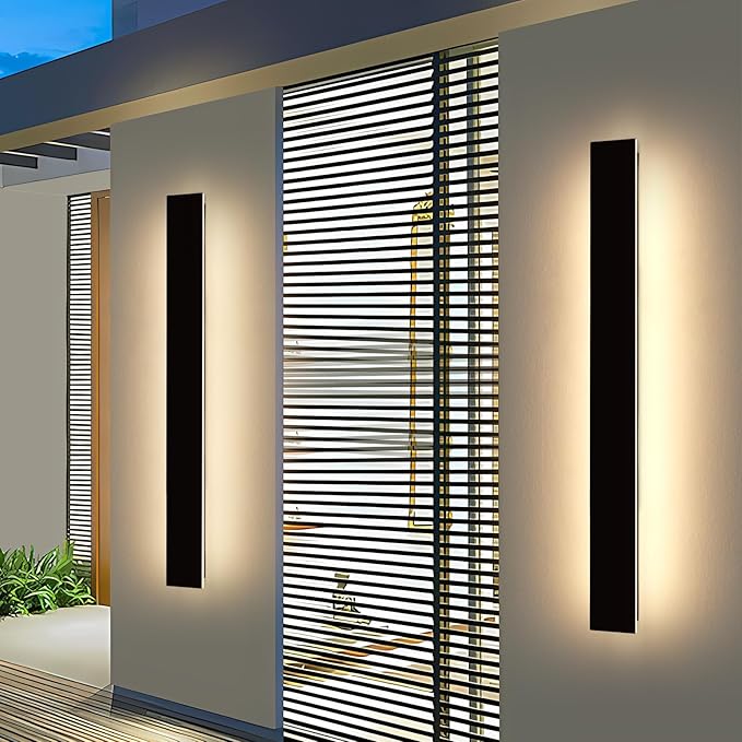 Mikeru 2 Pack Upgraded 57" Long LED Wall Sconce, 4.3" Wide IP65 Waterproof Outdoor Wall Lights, 3000K Warm White Exterior Lighting Fixtures for Front Porch, Garage, Basement & Patio