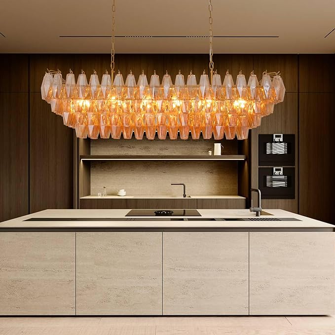 Large Chandelier, 54" Gold Rectangular Drum Chandeliers for Dining Room, 12-Light Modern Round Kitchen Island Hanging Light Fixture for Living Room, Kitchen Island, Foyer