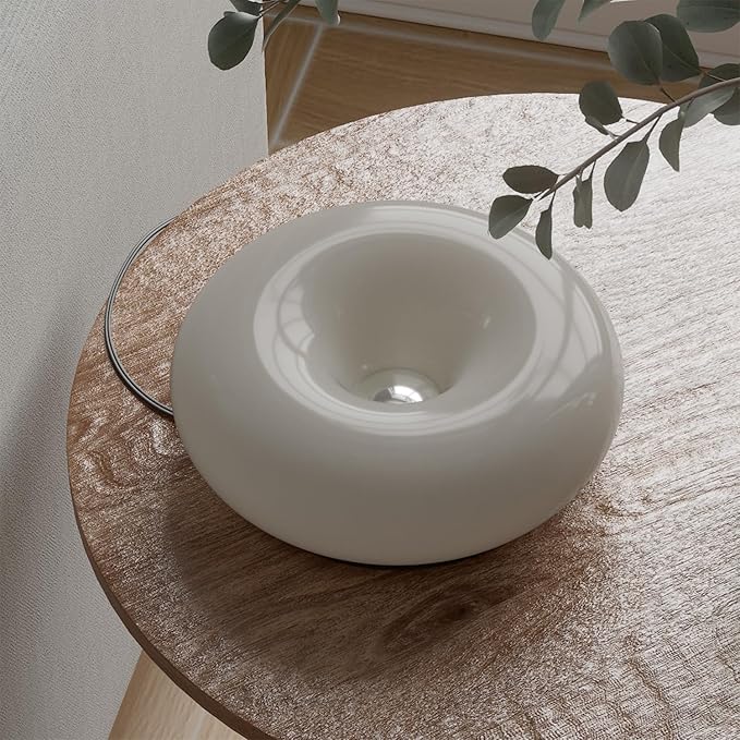 Creative Design White Donut Lamps, Plug-in Wall Sconse Or Table Lamp Dual Use Atmosphere Lamp, Modern Infinitely Dimmable White Wall Lamp Desk Light for Corridor, Bedsided Or Warm Decoration