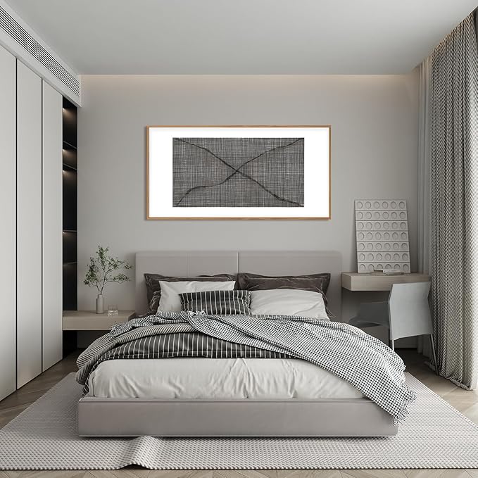 Abstract Line Framed Canvas Wall Art Set,Minimalist Black and White Wall Decor,Neutral Geometric Print,Modern Illustration Mid Century Boho Artwork for Living Room,Bedroom-20 x40