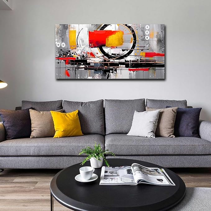 Abstract Canvas Art Wall Decor for Living Room - Modern Wall Art for Office Ready to Hang Size 24" x 48"