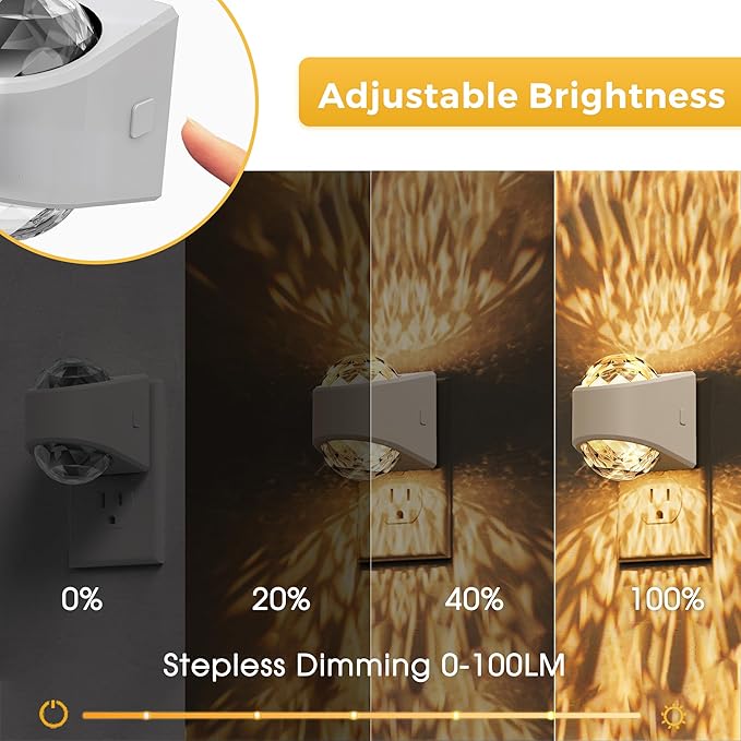 L LOHAS LED Projector Night Light, Plug in Night Light with Dusk to Dawn Sensor,3000K Soft White Projector Nightlight for Kids Playroom Home Theater Party