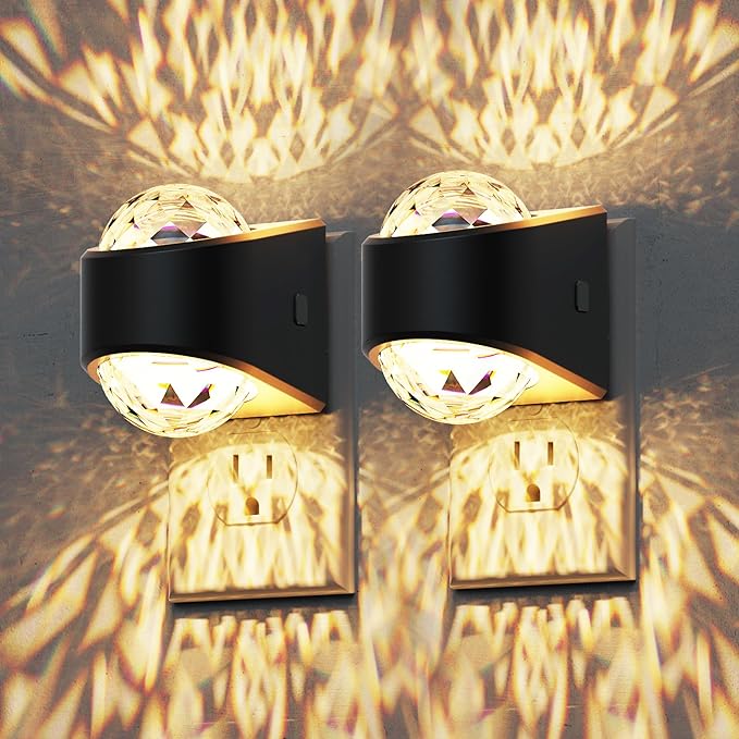 L LOHAS LED Night Lights Plug into Wall 2 Pack,Night Light for Kids with Dusk to Dawn Sensor,3000K Soft White Projector Light for Kids Playroom Home Theater Party