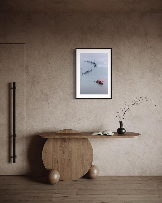 Oriental Beauty: Stunning Feng Shui Landscape Wall Art Vertical Prints for Home Decor in 3 Sizes (Tranquil Waters and Fising Scene, 20" x 30", Oriental Beauty)