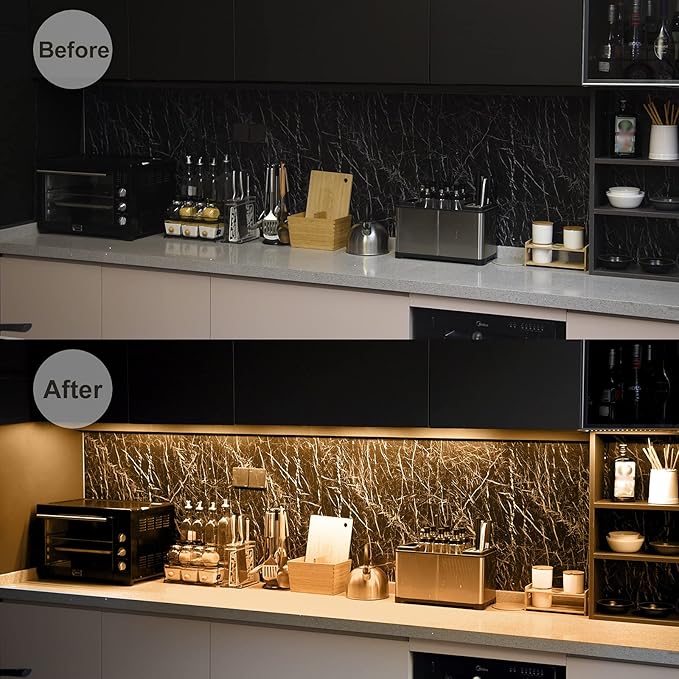 Litever Under Cabinet LED Lighting Kit, Super Bright, 6 PCS 12” Slim Light Bars, 31W 2000 Lumen, Dimmable, Plug or Wired Power Adapter, for Kitchen Cabinets Counter Shelf Workbench (Warm White 3000K)