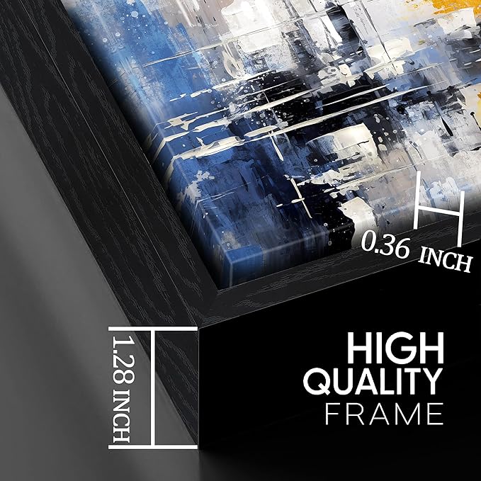 Abstract Paintings Canvas Wall Art - Blue Pictures Wall Decor - Framed Wall Art for Living Room Ready to Hang Size 29" x 59"