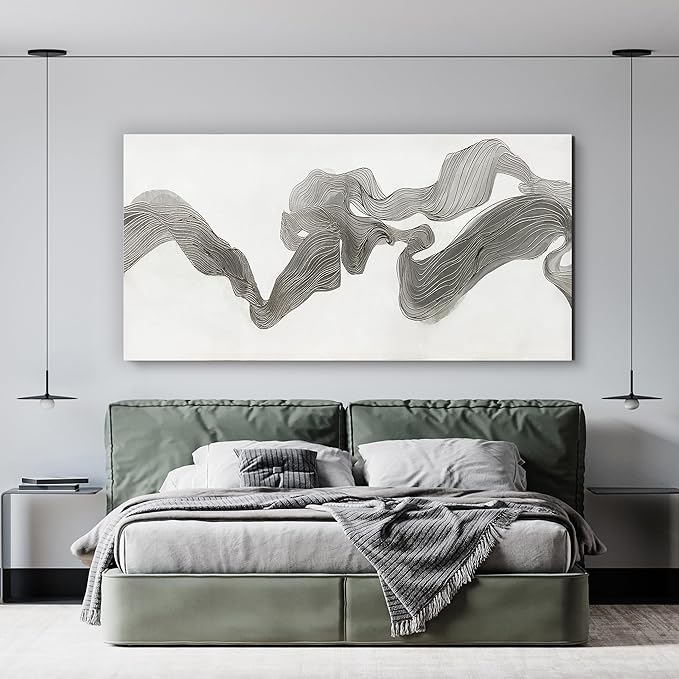 Abstract Wall Art Decor Large Modern Wall Art Decorations Wall Art Pictures for Living Room Abstract Canvas Art Wall Decor Gray White Wall Art Prints Artwork for Walls Bedroom Office Decor 24" X 48"