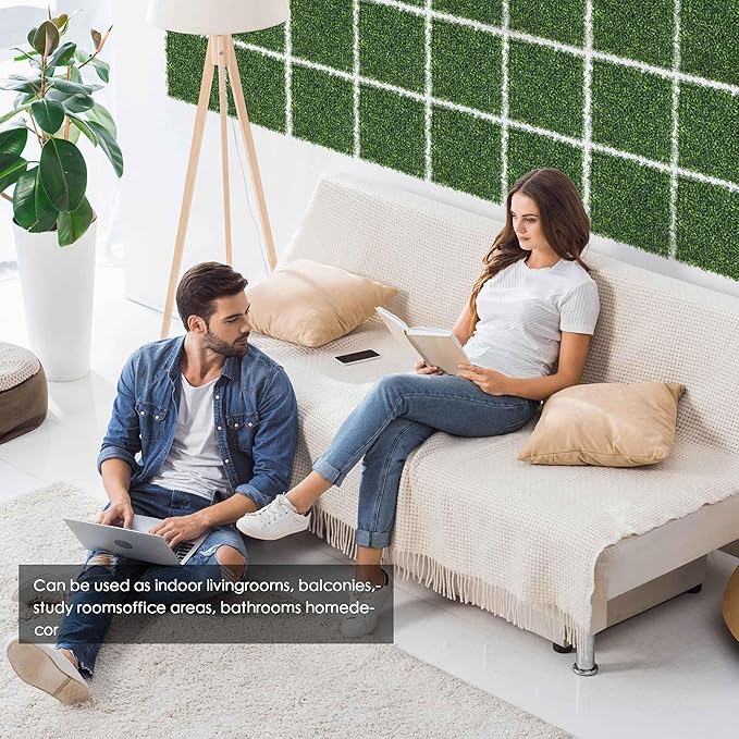 8PCS 20"x 20" Artificial Boxwood Wall Panels, UV-Anti Grass Wall Hedge Plant Panels for Indoor Outdoor Green Wall Decor Ivy Fence Covering Privacy