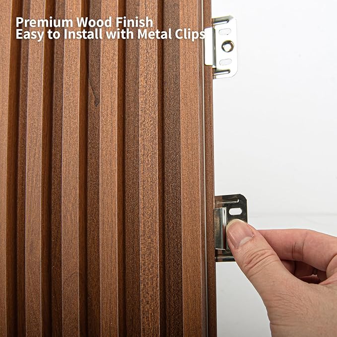 Art3dwallpanels Wood Slat Wall Paneling, 104'' x 6.7'' WPC Soundproof 3D Wall Panels for Interior Wall Decor, 8 Pack Fluted Textured Panel Wall Slats, Teak