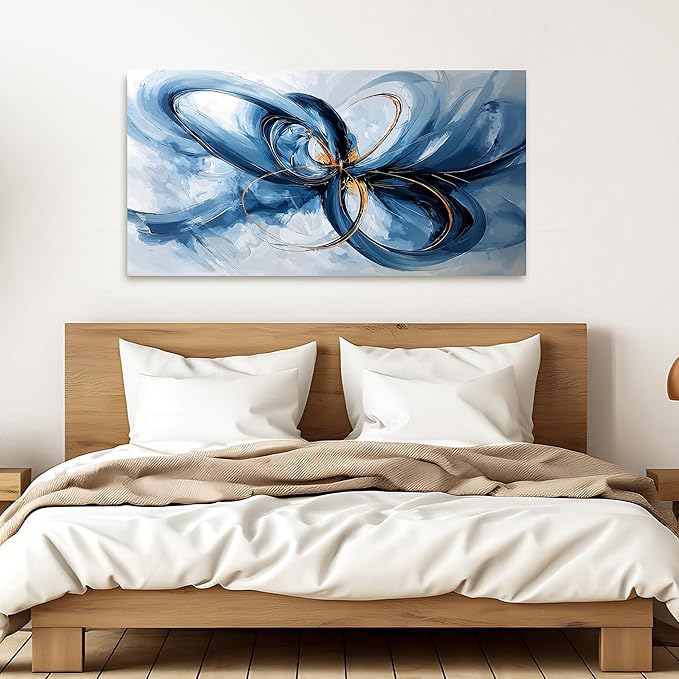 Canvas Wall Art Decor Modern Wall Art For Living Room Blue Abstract Wall Art Abstract Art Wall Decor Modern Artwork for Walls Canvas Prints Art Work For Home Kitchen Office Wall Decor 20" X 40"