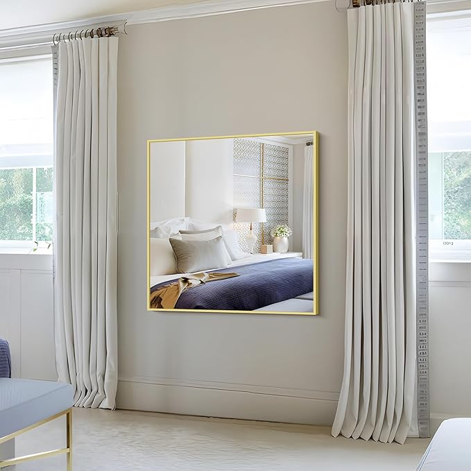 KOCUUY Large Gold Bathroom Mirror, 36x36 Inch Square Mirror for Bathroom Sink, Oversized Wall Mirror with Metal Gold Frame for Living Room, Farmhouse, Entryway, Hang Horizontal/Vertical
