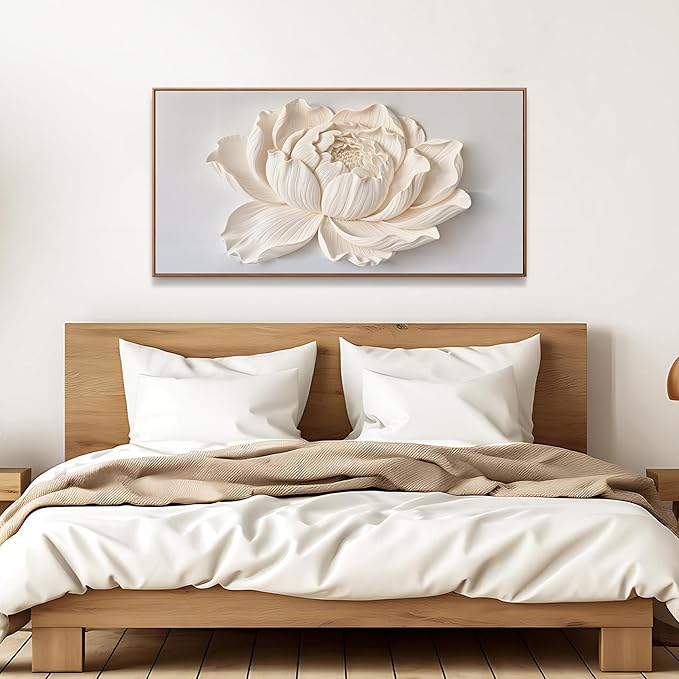 Canvas Wall Art Decor Painting White Flower Plants Wall Decor Botanical Modern Wall Art Print Paintings Decorations Artwork Pictures For Bedroom Home Office Artwork 20" × 40" With Framed