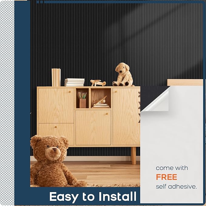 BUBOS 5 Pack Large Acoustic Panels,47.2" X 23.6" Self-Adhesive Acoustical Wall Panel, Sound Proof Panel for Office, Decorative Soundproof Wall Panels for Home Studio (Black 1)