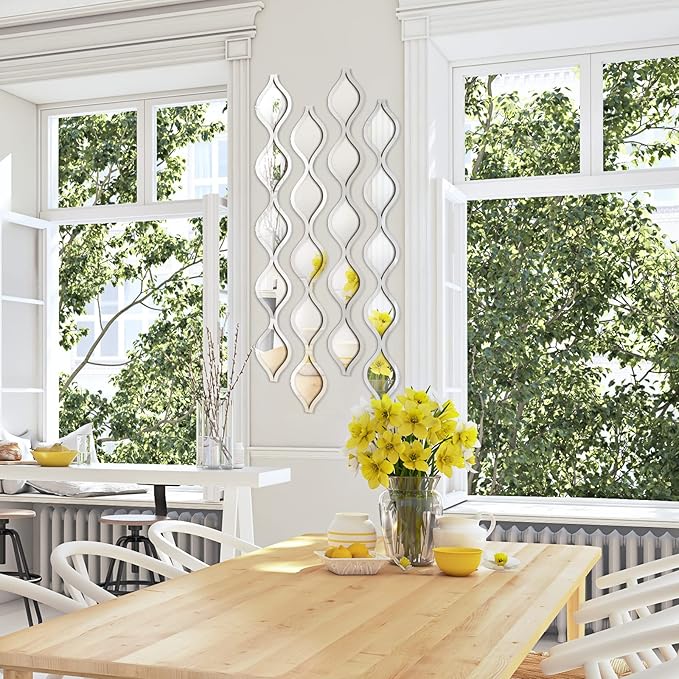 Qunclay Teardrop Mirror Wall Art Decorative Mirror Wall Decor Long Narrow Art for Apartment Living Room Bathroom Bedroom Entryway