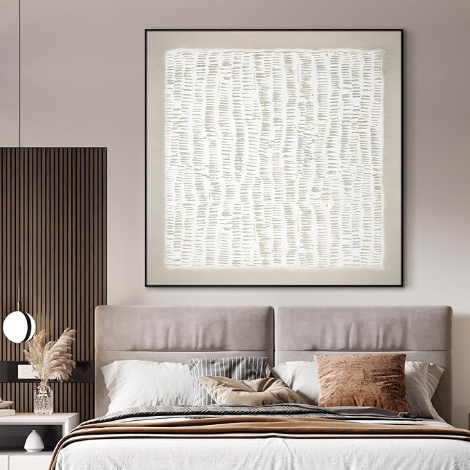 72"x72" XL Framed Wall Art - Neutral Abstract Line Design Art (Frame Assembly Required)