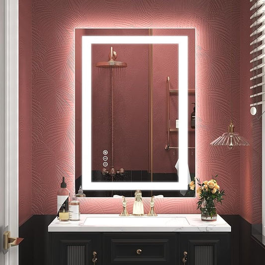 20x28 LED Lighted Bathroom Mirror, Dimmable Vanity Mirror with Lights, Shatterproof, Anti-Fog, Memory, ETL Listed (Backlit and Front Lighted)