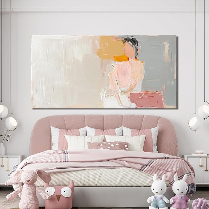 Abstract Canvas Wall Art Decor Large Wall Art Pictures for Living Room Artwork for Walls Abstract Canvas Art Wall Decor Pink Wall Art Paintings Prints Art Work for Room Office Home Wall Decor 24"x48"