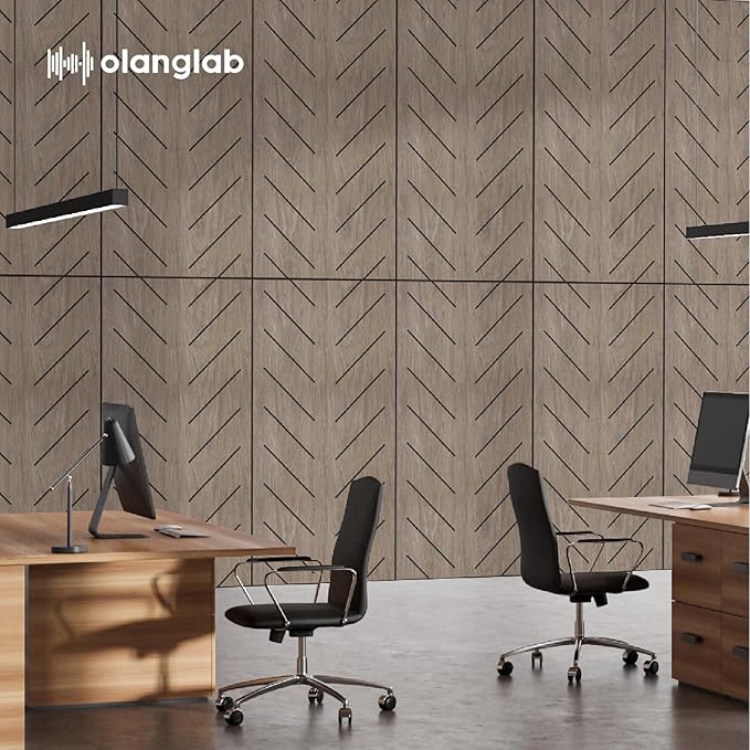 Olanglab Wood Veneer Wall Panels 6 Pack, 24‘’X48‘’ Sound Absorbing Panels for Noise Reduction, Chevron