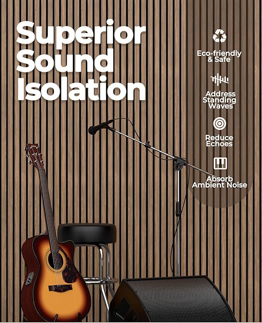 4 PCS Wood Slat Acoustic Panels for Stylish Decor and Noise Reduction(Sample Pack of Oak, Walnut Oak, Walnut, Matte Grey)