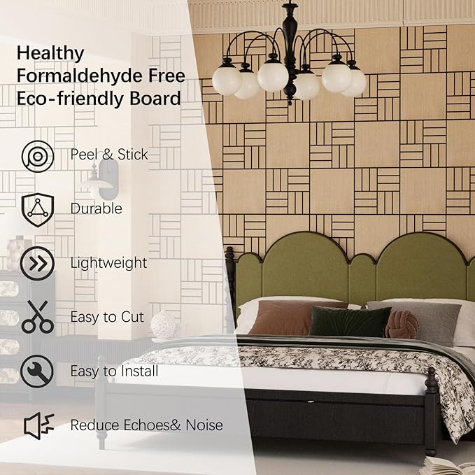 4 Packs Acoustic Wall Panels - Self-Adhesive 3D Wood Slat Wall Panel- Peel and Stick Sound Absorbing Panels for Noise Reducing - Feature Wall Decor for Home & Office