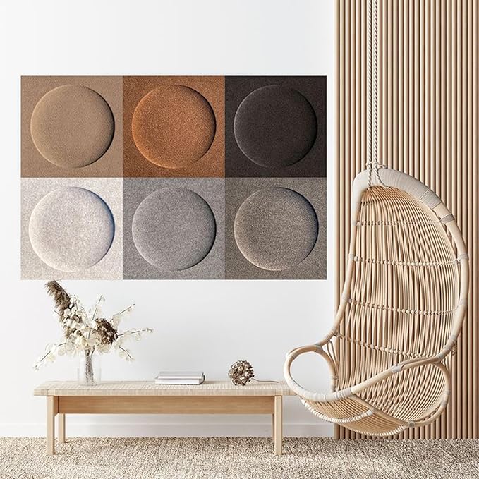 Acoustical 3D Wall Panels, 12 Pack 12''x12'' Circle Art Acoustic Panels for Interior Wall Decor, Decorative Acoustic Panels, Acoustic Wall Panels, Sound Absorbing Wall 3D Art (Cocoa)