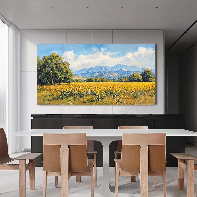 Canvas Oversized Wall Art Decor Large Wall Art Pictures for Living Room Canvas Art Wall Decor Mountain Wildflowers Wall Art Prints Landscape Artwork for Walls Bedroom Home Aesthetic Wall Art Decor 29"X58"